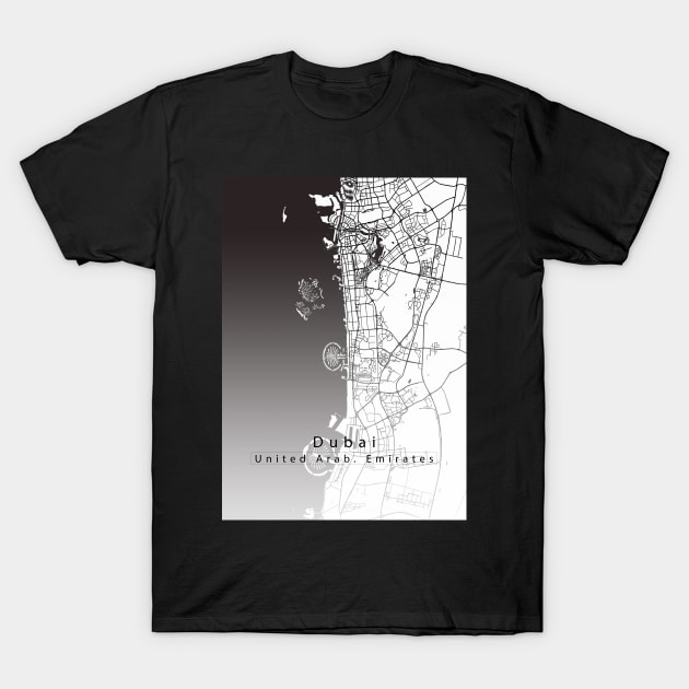 Dubai Arab. Emirates City Map T-Shirt by Robin-Niemczyk